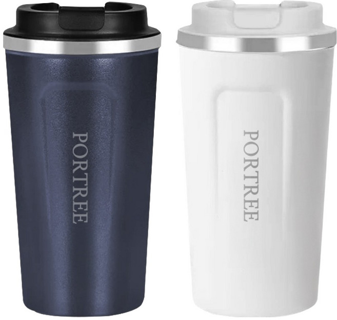 포트리 커피 보온 보냉 진공 텀블러 2종 세트, 네이비, 화이트, 1세트, 510ml
