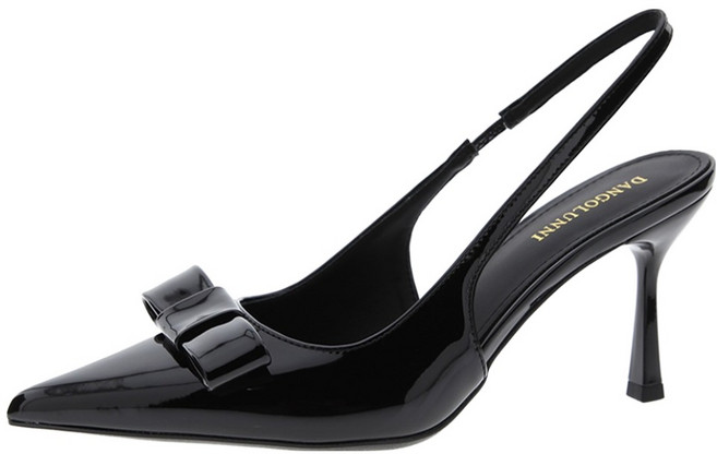 단골언니 여성용 스틸레토 심플 리본장식 플로리다 슬링백 힐 8cm