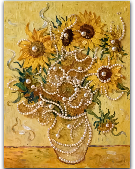 코오미 DIY 명화 진주 보석 십자수 세트 30 x 40 cm 6W0164, 해바라기2, 1세트