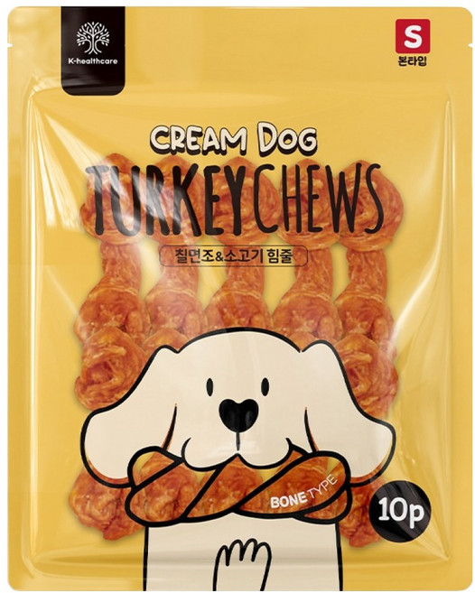 크림독 강아지 터키츄 본 건조간식 S 8~9cm 10p, 130g, 1개, 혼합맛(칠면조/소고기)