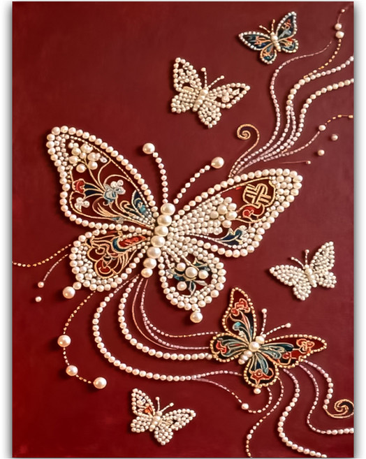 코오미 DIY 명화 진주 보석 십자수 세트 30 x 40 cm 6W0164, 나비, 1세트