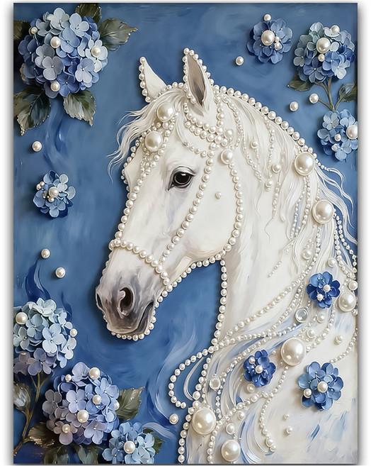 코오미 DIY 명화 진주 보석 십자수 세트 30 x 40 cm 6W0164, 말, 1세트