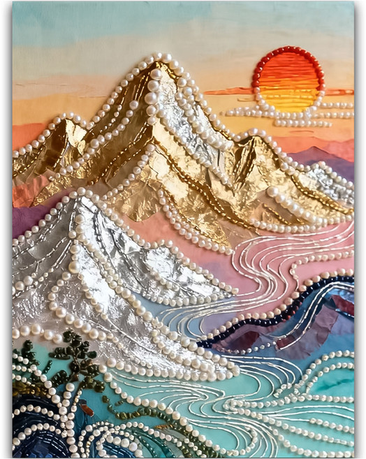 코오미 DIY 명화 진주 보석 십자수 세트 30 x 40 cm 6W0164, 강산, 1세트