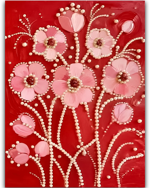 코오미 DIY 명화 진주 보석 십자수 세트 30 x 40 cm 6W0164, 플라워1, 1세트