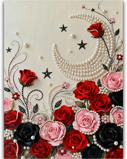 코오미 DIY 명화 진주 보석 십자수 세트 30 x 40 cm 6W0164, 플라워3, 1세트