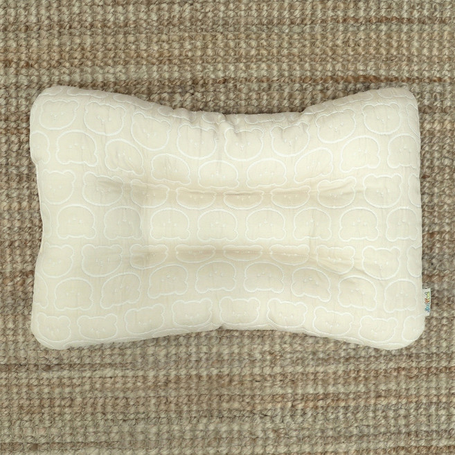 제이유니 냉감 듀라론 일체형 어린이베개, 베이지베어 주니어베개