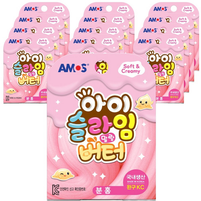 아모스 아이슬라임 말랑버터, 분홍, 60g, 12개