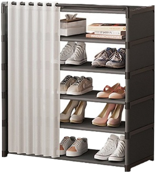 제이에스리빙 현관 와이드 신발장 GR-ST-225681010, 5단, 블랙