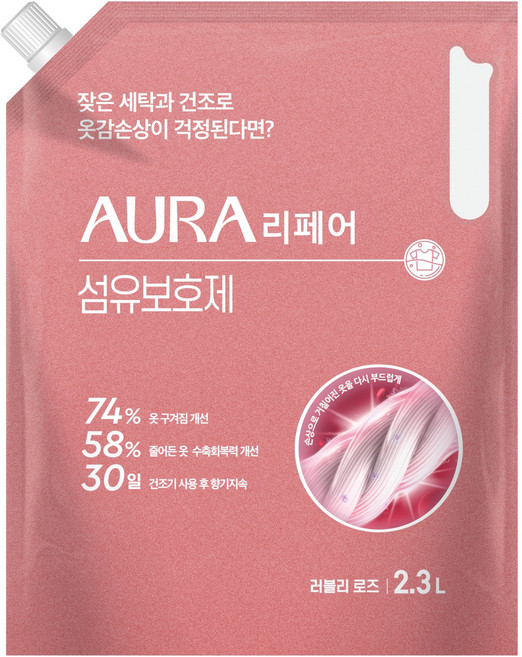 아우라 리페어 섬유보호제 러블리로즈 리필, 2.3L, 1개