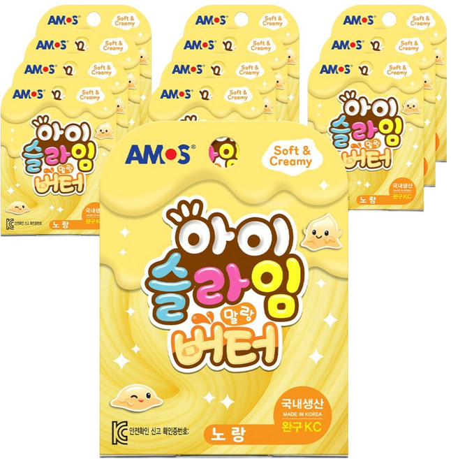 아모스 아이슬라임 말랑버터, 노랑, 60g, 12개