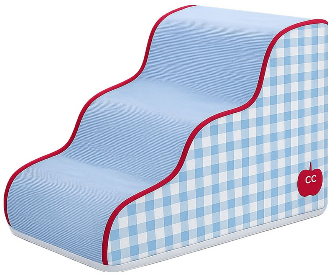 레드퍼피 반려동물 플레인 펫스텝, 체크블루, 1개