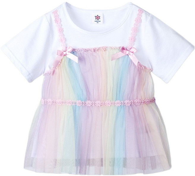 월튼키즈 아동용 레인보우 뷔스티에 티셔츠