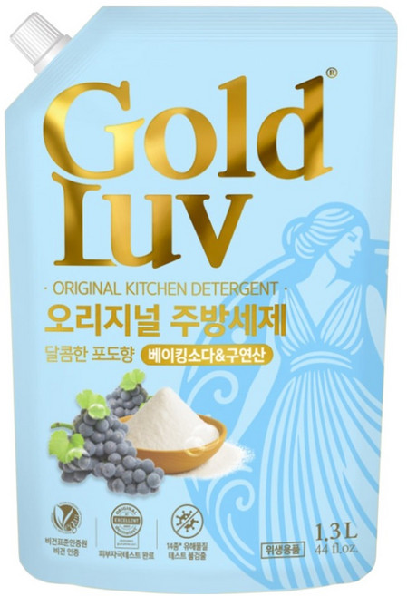 골드럽 오리지널 베이킹소다 구연산 주방세제 포도향 리필, 1개, 1.3L