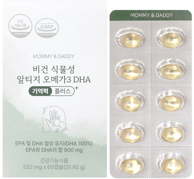 마미앤대디 비건 식물성 알티지 오메가3 DHA 100 기억력 플러스+ 31.92g, 1개, 60정