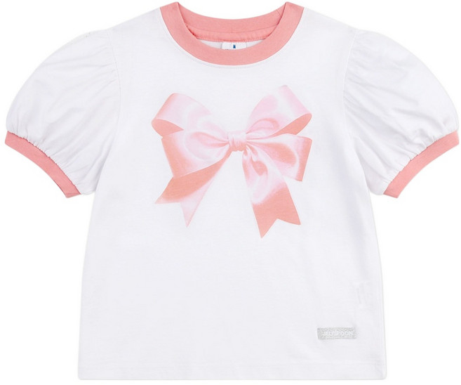 젤리스푼 아동용 큐티 빅 리본 퍼프 소매 티셔츠