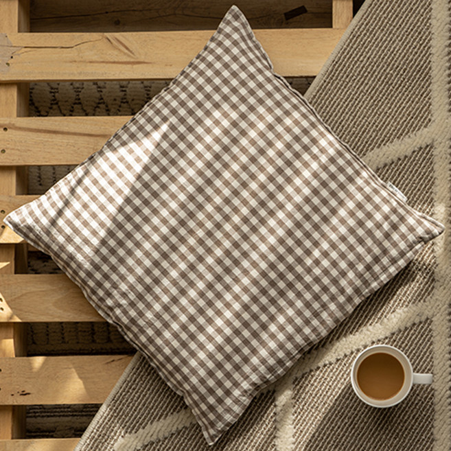 데코뷰 멜란체크 방석 커버, 브라운