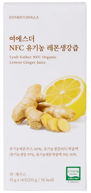 에스더포뮬러 여에스더 NFC 유기농 레몬생강즙 14p, 1개, 210g - 쿠팡