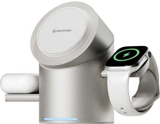 신지모루 Qi2 3in1 무선충전 맥세이프 M 윙 터보 거치대 for Apple Watch, 화이트, 1개