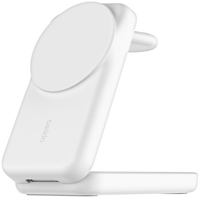 belkin 貝爾金 UltraCharge 25W 3-in-1 折疊式磁吸 無線充電器 Qi2 3台裝置同時充電 白色
