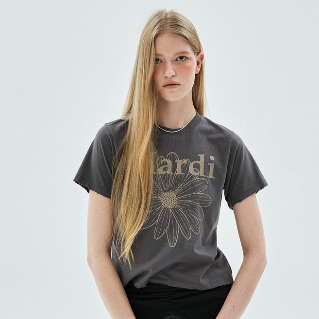 Mardi Mercredi 女款 FLOWERMARDI 龜裂破壞風修身T恤