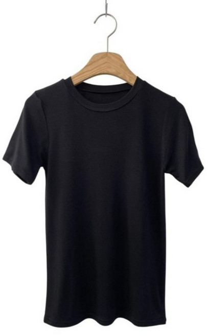 시크블랙 여성용 코니야 인생 라운드넥 쫀득 잘록 반팔 티셔츠 cpt17657k63