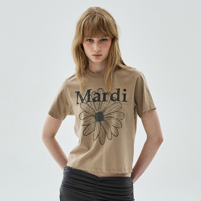 Mardi Mercredi 女款 FLOWERMARDI CRACKED DESTROYED SLIM TSHIRT