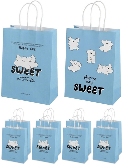 모던앳 퍼피 선물 포장 쇼핑백, 스카이, 10개