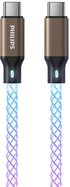 PHILIPS 飛利浦 Type-C-Type-C 240W 流光充電線 DLC4689C, 金色, 1個, 100cm