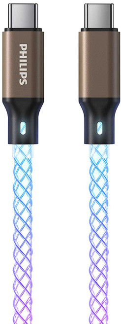 PHILIPS 飛利浦 Type-C-Type-C 60W 流光充電線 DLC4589C, 金色, 1個, 100cm