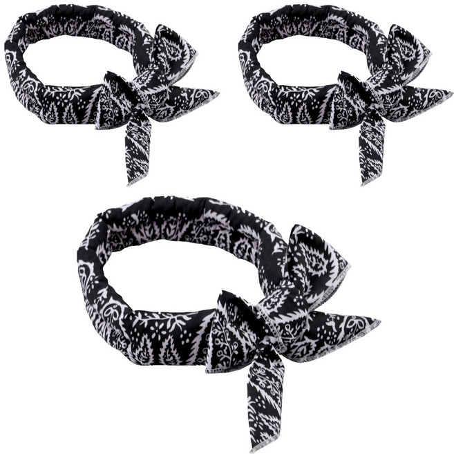 ROI라이프 스카프형 패션 아이스 목도리 넥쿨러, 블랙리프, 3개