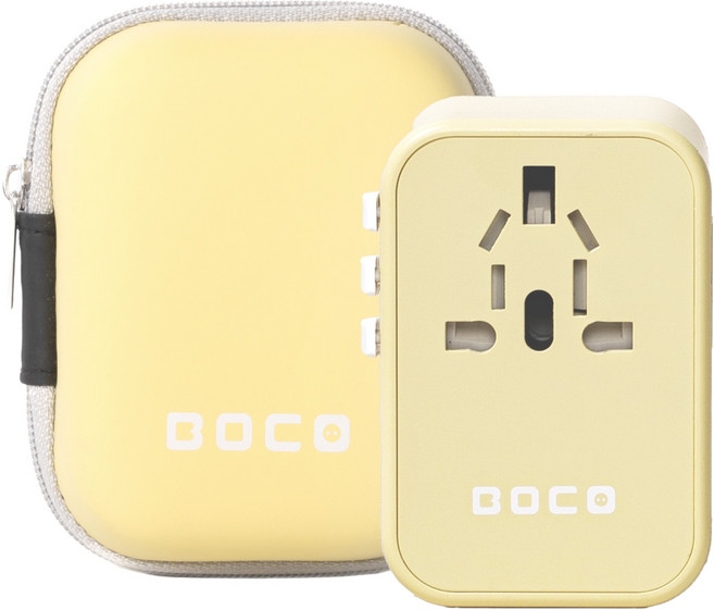 보코 5포트 C타입 초고속충전 해외 여행용 멀티 어댑터 옐로우 PD35W BC-801MAX, 1개