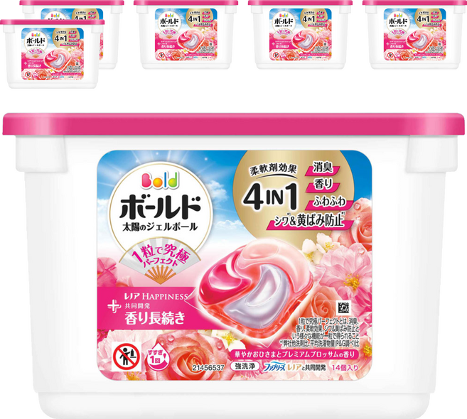 (箱售) Bold 日本原裝進口 新四合一洗衣膠囊 奢華花香, 6個, 14個裝