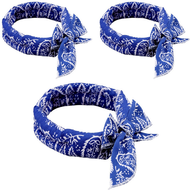 ROI라이프 스카프형 패션 아이스 목도리 넥쿨러, 블루리프, 3개