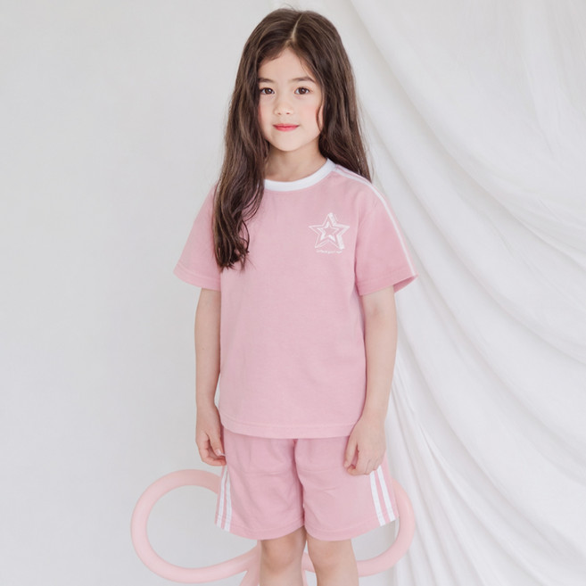 유라비 아동용 스타 라인 반팔 상하의 세트