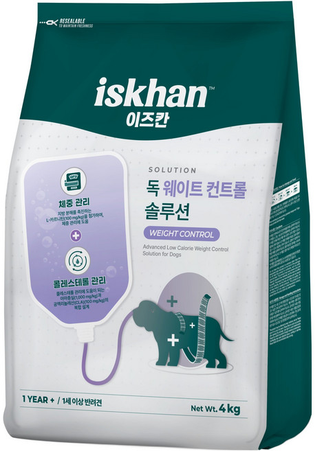 이즈칸 강아지 웨이트 컨트롤 솔루션 사료, 4kg, 1개, 다이어트(체중감소)