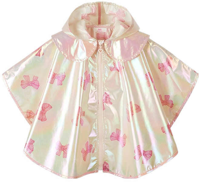 마리앤모리 아동용 글로시 리본 케이프 레인코트