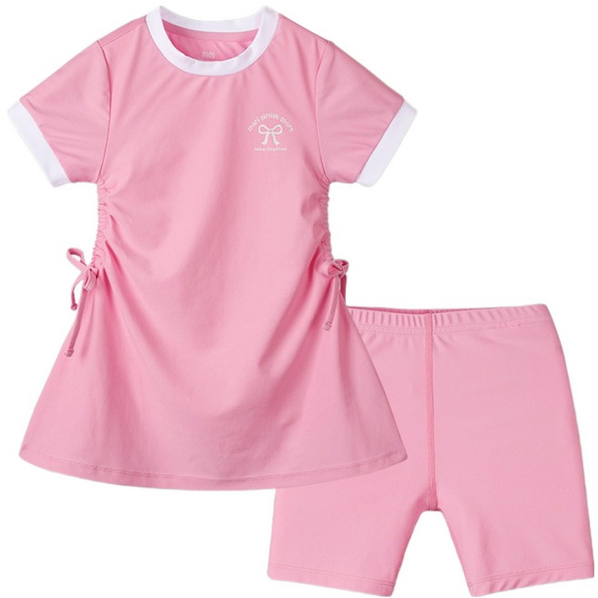 마리앤모리 아동용 데일리 웨어 원피스 수영복 + 5부 레깅스 세트