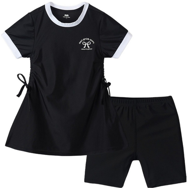 마리앤모리 아동용 데일리 웨어 원피스 수영복 + 5부 레깅스 세트