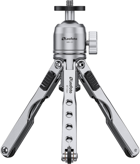 Leofoto 徠圖 公司貨 蜘蛛型迷你三腳架 銀色, 1個, MT-03mini + MBH-20