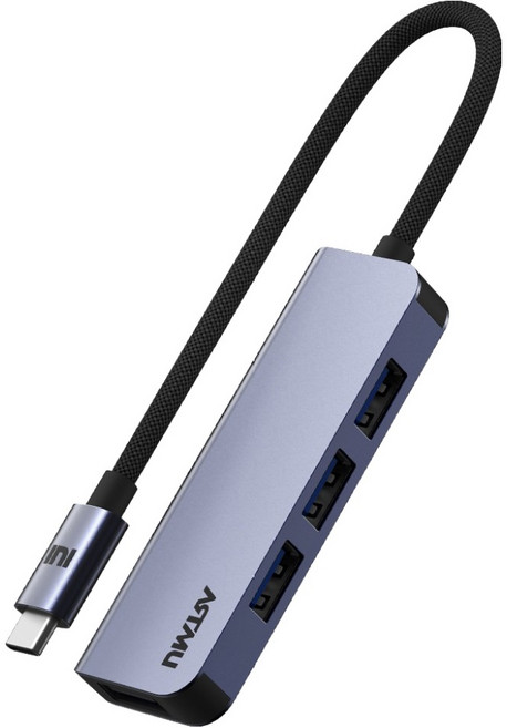 아트뮤 USB C타입 4포트 5Gbps 멀티 허브 BH210, 그레이, 1개