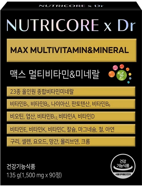 뉴트리코어 맥스 멀티비타민 미네랄 135g, 1개, 90정 - 쿠팡