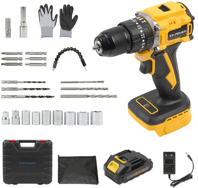 이엑스파워 21V BL 마끼다 배터리 호환 충전 해머 드릴 드라이버 EHD-24, 1개
