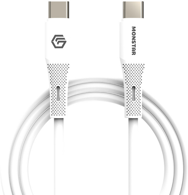 몬스타기어 C타입-C타입 노트북 휴대폰 태블릿 PD 60W C타입 초고속 충전 데이터 케이블, 화이트, 1개, 0.5m