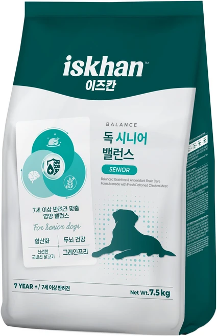 이즈칸 독 시니어 밸런스 사료, 7.5kg, 1개, 면역/항산화 - 쿠팡