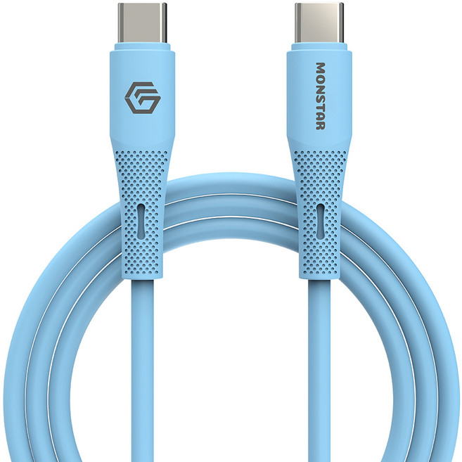 몬스타기어 C타입-C타입 노트북 휴대폰 태블릿 PD 60W C타입 초고속 충전 데이터 케이블, 블루, 1개, 0.5m