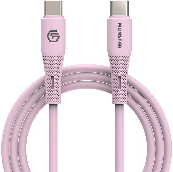 몬스타기어 C타입-C타입 노트북 휴대폰 태블릿 PD 60W C타입 초고속 충전 데이터 케이블, 핑크, 1개, 0.5m