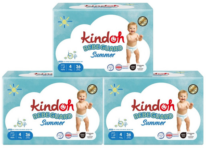 킨도 프리미엄 베베가드 썸머 팬티형 기저귀 남여공용, 108매, 4단계