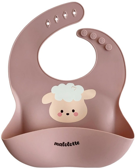 마롤로뜨 실리콘 아기 턱받이, 1개, 1개입, 핑크 양양이