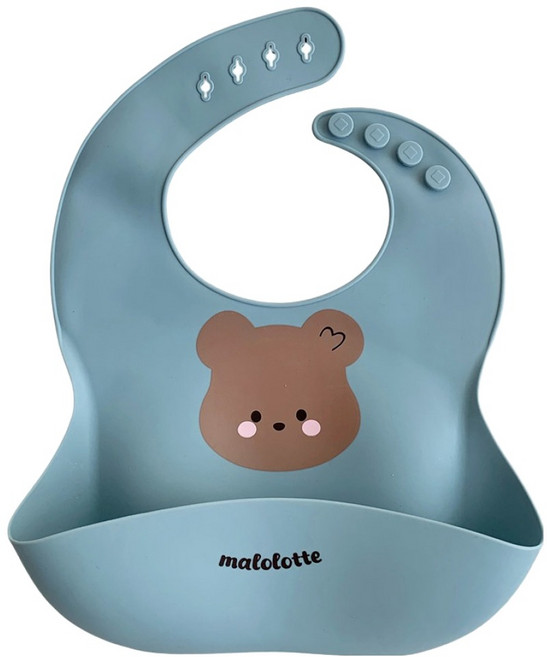 마롤로뜨 실리콘 아기 턱받이, 1개, 1개입, 블루 마고미