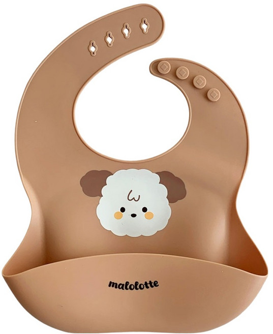 마롤로뜨 실리콘 아기 턱받이, 1개, 1개입, 오렌지 마뭉이